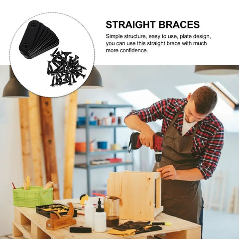 Heavy Duty Black Stainless Steel Brace Brackets For Wood Furniture And PCs, load-bearing mending plates, DIY project