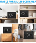 Beefy Steel 1.2 Cub Compact Home Safe With Fireproof And Waterproof Design, Heavy Duty Security Box in various home settings