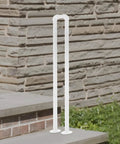 Built Tough U Shaped Stair Handrail Featuring Smooth Powder Coated Metal Body And Spaced Anchor Plates For Heavy Duty Wall Mount Step Guardrails That Never Skimp On Stability, white, on stone steps.