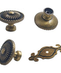 Vintage Retro Drawer Knob Set With Backplates 5Pcs Mushroom Shape Antique Bronze Zinc Alloy Pull Handles For Dresser