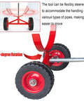 Heavy Duty Pipe Transport Cart Built Tough With Dual Fork Options 28cm Fork For 300mm Pipes 800kg Or 43cm Fork For 426mm Pipes 1000kg Steel Mobile Bar Cradle For Construction Sites Warehouses And Shops, 360-degree rotating wheel