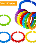 24 Colorful Teething Ring Links For Babies Plastic Chain Toy Set showing various shapes in bright rainbow colors