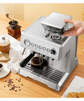 New Espresso Coffee Machine With Built In Grinder 20 Bar Pump Steam Milk Frother Semi Automatic Home Coffee Maker on countertop