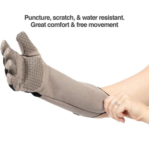 Multipurpose Pet Grooming Glove For Dogs And Cats Water Resistant And Puncture Scratch Resistant shown on forearm