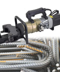 Heavy Duty 1800W Electric Rebar Bender Hydraulic Steel Bar Tool with gripping jaws for smooth bending of steel bars.