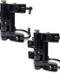 Heavy Duty Self Closing Chain Link Fence Hinges Pair Black Steel Gate Hardware with springs for smooth swing and installation.