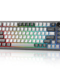 Kickass 75 Percent Tri Mode Wireless Mechanical Keyboard With Hot Swap Keys And Large 4000 Mah Battery For Smooth Typing Vibes And Heavy Gaming Flows In Dark Grey Finish, showing RGB backlit keys.