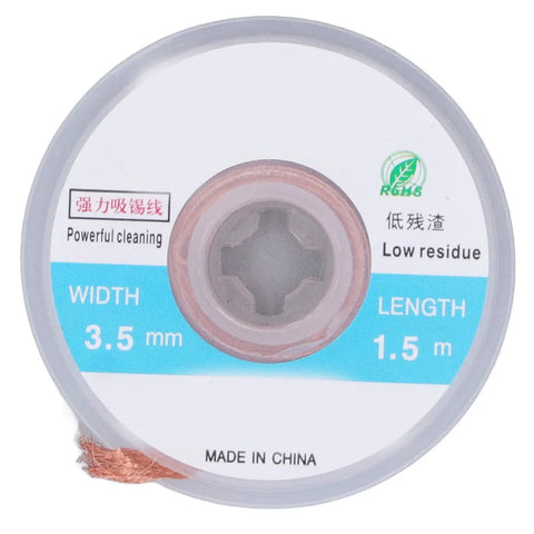 Copper Solder Wick Braid Pack For Desoldering With High Conductivity Pro Grade 1.5m Length And 3.5mm Width Label