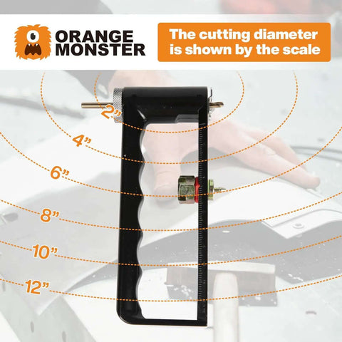 2 to 12 Inch Adjustable Hole Cutter For Sheet Metal Delivers Clean Circular Cuts In 24 Gauge Steel And 26 Gauge Stainless, scale