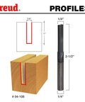 Diagram of Double Flute Straight Router Bit With Tico Hi-Density Carbide, 1/4 Inch Shank, 1/4 Inch Diameter, 2-1/2 Inch Length shown.
