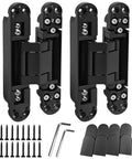 Hidden Door Hinge Set for Concealed Installations, Six Inch Two-Piece Hinges, Three-D Adjustable 180-Degree Swing, 88 Lb Load Capacity, Black Finish By Anmiliy with installation accessories
