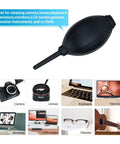 Soft Tip Silicone Air Blower For Cameras And Gadgets Super Handy Dust Cleaner With Microfiber Cloth in use for various devices