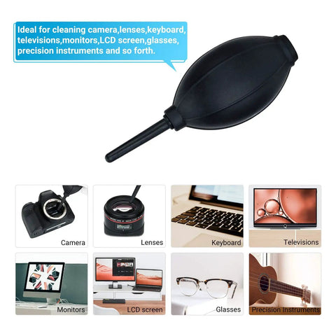 Soft Tip Silicone Air Blower For Cameras And Gadgets Super Handy Dust Cleaner With Microfiber Cloth in use for various devices
