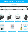Package contents of Sixteen Inch 18W RGB LED Light Bars Kit With App Control And Remote, 16 Million Colors, parts displayed