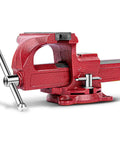 Beefy 4 Inch Bench Vise With Ductile Iron Jaw 2 3 8 Inch Throat Anvil Swivel Base Diy Friendly Home Workshop Clamp Power For Woodworking