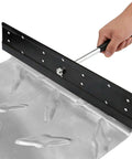 16 Inch Heavy Duty Steel Folding Bender in use forming sheet metal for HVAC ducts and roofing panels with precision screws and PVC handle