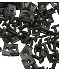 Heavy Duty Metal Screw Clip Set U Shaped Fastener Bumper Guard Buckle With Self Tapping Screws And Iron Sheet Bolts For Mudguard Protection Durable Auto Parts Kit Easy Install Job 10 Pieces with black metal clips and screws.