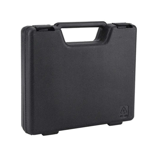 Top Tier 25000 Rpm Air Die Grinder Kit With Quick Chuck And 16 Piece Set black carrying case with textured surface for tool storage.