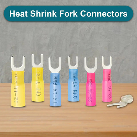 Colorful Fork Connectors Heat Shrink Set With Tinned Copper Terminals Waterproof 220 Piece Electrical Crimp Terminal Kit