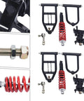 12 Inch Front Suspension Swing Arm Kit For Go Karts And ATVs DIY Ready Metal Swingarm Assembly Upper Lower Set 340mm Length Front Shock Kit Durable Go Kart Suspension Upgrade