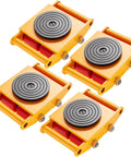 Beefy 4 Pack Heavy Duty Machinery Skates Dollies For Moving Up To 17,637 Lbs With 4 PU Wheels, 360 Degree Rotation, Non Slip Caps