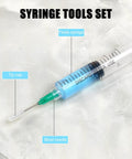 Applicator Syringe Set With Blunt Tip Needles And Luer Lock Caps For Precise Bonding And Easy Flow Pro Grade Build Includes 1ml 3ml 5ml 10ml And 20ml Syringes With Sealed Caps And Durable Dispenser Tips. syringe with blunt needle, tip cap, and luer lock barrel