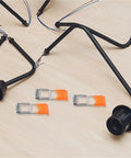 Lawsen Spring Clips Recessed Lighting 100 Pcs Spring Snap Downlight Clips, kit with black wiring and orange spring clips.