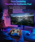 User practicing with Beginner Drone Simulator Controller With USB C Cable And OTG Adapter For iPhone And Android on gaming setup