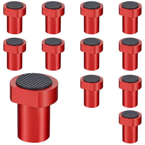 12 Piece Aluminum Bench Dogs Set for Milling and Cutting on MFT Workbenches, Three Quarters Inch 19mm Non Slip Bench Dogs, Red