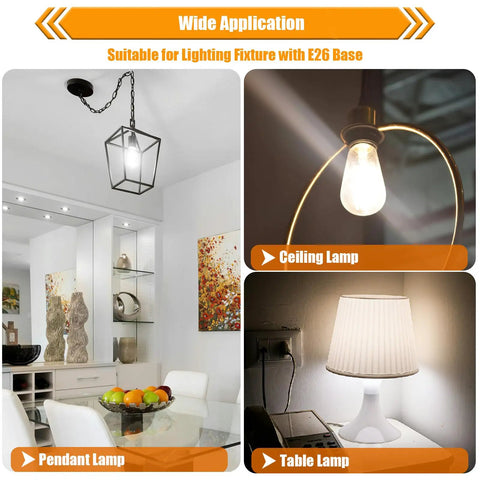 Brighten Up Your Space With LED Filament Bulbs E26 Base 4W in pendant ceiling and table lamps, 4000K Cool White shown in use