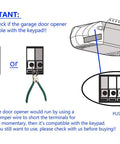 Diagram showing garage door opener compatibility for IP68 Waterproof Digital Wired Keypad In Tough Metal Case.