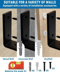 Heavy Duty 12 Inch Shelf Brackets Set Of 4 for DIY Floating Shelves with wall installation accessories for wood, concrete, drywall