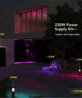 Outdoor Landscape Low Voltage Plug In Power Supply Kit With Dual Output Easy Plug In Setup No Transformer Required Weatherproof Cabling Supports Up To Eight Path Or Spot Lights Includes 10 Ft Extension Cable And T Connectors lighting setup on a modern house exterior