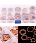 Really Legit 150 Piece Metric Copper Flat Washers Assortment Kit With Storage Box High Electrical Conductivity Grounding Busbars For Mechanic Trades And Electronics Projects Solid Metal Gasket Bundle Deal, assorted copper washers in storage case