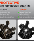 Comparison of front steering knuckle and wheel hub assembly showing anti-corrosion coating for Beetle, Golf, Jetta 280mm rotor