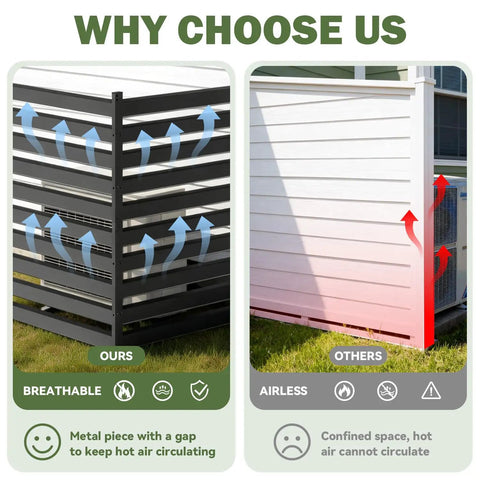 Comparison of Outdoor Louvered AC Fence Screen Two Panels Privacy Screen For Hiding Air Conditioner Unit And Trash Cans Heavy Duty Rust Resistant Metal Garden Fence Decor For Patio Balcony Yard Keeps HVAC Ventilated While Boosting Curb Appeal with traditional fence.