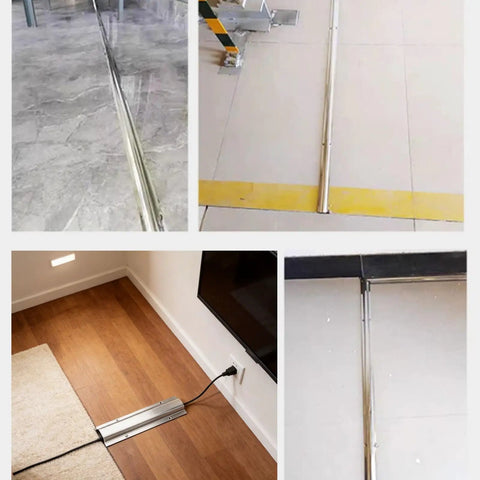 Stainless Steel Cable Cover For Ceiling Wall And Floor Paintable Cable Management Channel With Perforated Installation shown in various settings