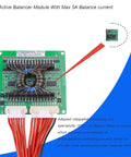 Pro Grade 16S 60V Lithium Ion Battery Active Balancer with 5A balance current, showing charging ports and wiring connections.