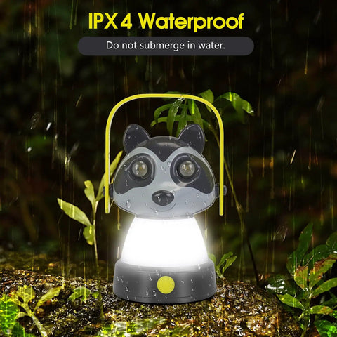 Kids Lantern And Headlamp Set 2 In 1 Rechargeable 360 Degree LED Tent Night Light For Toddlers Cute Raccoon Camping Gear