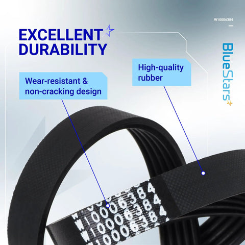 Washer Drive Belt Replacement For Whirlpool Maytag Kenmore Top Load Washers Durable Belt That Replaces WPW10006384 WPW10006384VP PS11747978 AP6014712 Easy Install Precise Fit Long Lasting Performance black rubber washer drive belt, wear-resistant design