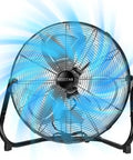 Heavy Duty 20 Inch Floor Fan With High Velocity Airflow, 3 Speeds And Adjustable Tilting Head, Industrial Metal Construction
