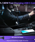 Beast Mode Usb C Car Charger 75W Heavy Duty Slick Metal Housing Charges Three Devices Rapidly With Pd And QC30 Power And A Dope Six Foot Coiled Cord.