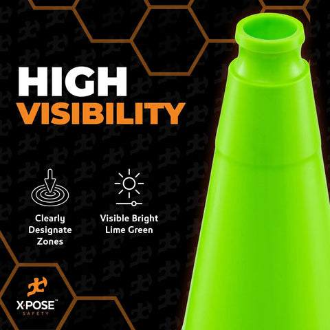 28 Inch Lime Green Traffic Cone 6 Pack Heavy Duty PVC Safety Cone For Parking Lots Construction Zones Road Crews And Emergency Vehicles