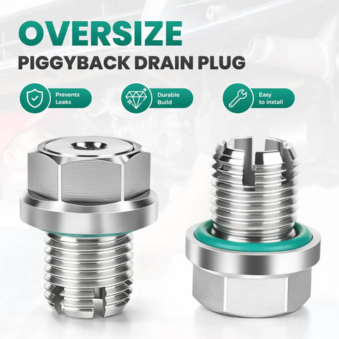 Rugged Oversize Piggyback Oil Drain Plug M12.1x1.25 Crafted From Top Notch 304 Stainless Steel Features A Wrench And Gasket Kit To Fix Stripped Threads For Serious American Rides And Off Roading Beast Machines That Need Heavy Duty Leak Proof Performance