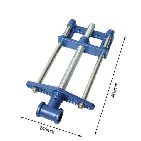 Heavy Duty Front Screw Woodworking Bench Vise With 10.5 Inch Jaw and Tough As Nails Steel Build front view with dimensions.