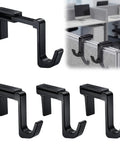 4 Pack Adjustable Cubicle Hooks For 1.8 To 3.5 Inch Panels And Walls, Plastic Coat Hooks For Laptops, Bags, Cases, And Coats, Sturdy Hangers With Easy Install, Style 1 Black.
