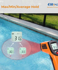 Non-Contact Infrared Temperature Gun With Laser Targeting, Adjustable Emissivity measuring pool water by Elitech
