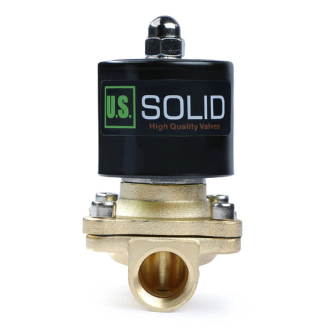 Heavy Duty Brass Electric Solenoid Valve Half Inch 110V AC Normally Closed With Viton Seal For Air Gas Fuel And Oil, front view