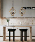 Barn Vibe Farmhouse Wood Chandelier With Four Lights Rustic Pendant Light Fixture In Weathered White Finish And Bronze Accents