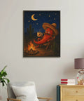 Desert Camp Pepper Paint By Numbers Kit For Adults Easy Beginner Friendly With Frameless Textured Canvas hanging on wall